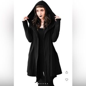 Black Hooded Women's Cardigan Sweater
